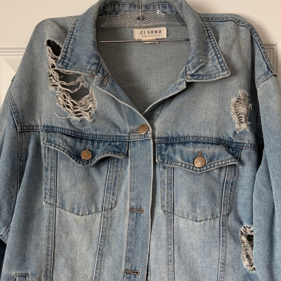 Light Blue Distressed Jean Jacket - Picture 2 of 6